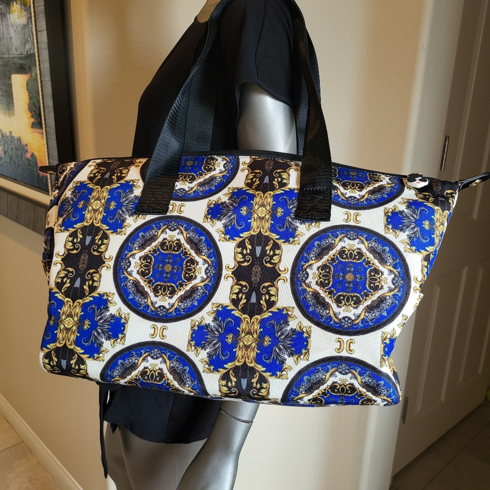 B13. Alice + Olivia Elegant Blue and Black Women's Tote Bag